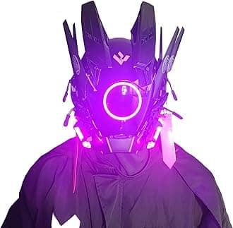 Punk Mask Helmet Cosplay for Men, Futuristic Punk Techwear, Halloween Cosplay with Light
