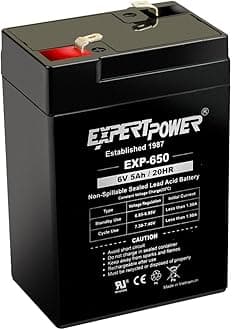 ExpertPower EXP650-6V 5Ah / 20HR SLA Rechargeable 6V Battery for Ride on Toys, Emergency Light, Exit Sign Battery Replacement, Sealed Lead Acid 6 Volt Batteries with F1 Terminals