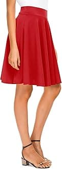 Urban CoCo Women's Basic Midi Skirt Versatile Stretchy Flared Casual High Waisted Skirt