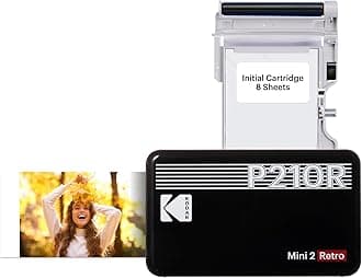 Kodak Mini 2 Retro Portable Instant Photo Printer, Wireless Connection, Compatible with iOS, Android & Bluetooth, Real Photo (2.1x3.4), 4Pass Technology & Lamination Process, Premium Quality-