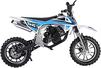 MotoTec Warrior 52cc 2-Stroke Kids Gas Dirt Bike Black (Blue)