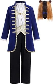 Prince Costume for Boys Medieval Royal Prince Jacket Pants Crown Birthday Party King Halloween Fancy Outfit