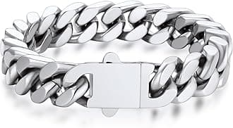 Mens Hip Hop Cuban Link Bracelets 5/7/9/12MM Stainless Steel Miami Curb Chain Bracelet Silver/Gold Plated/Black Wristlet Chains for Men 7"-9"