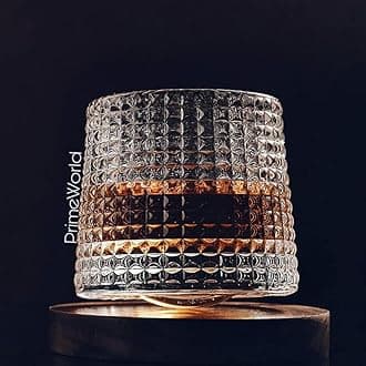 Dancing Whiskey Glass Set of 6 Pcs with Rotable Bottom- Spining Glasses-220 ml Bar Glass for Drinking Bourbon, Whisky, Scotch, Cocktails, Cognac- Old Fashioned Tumblers