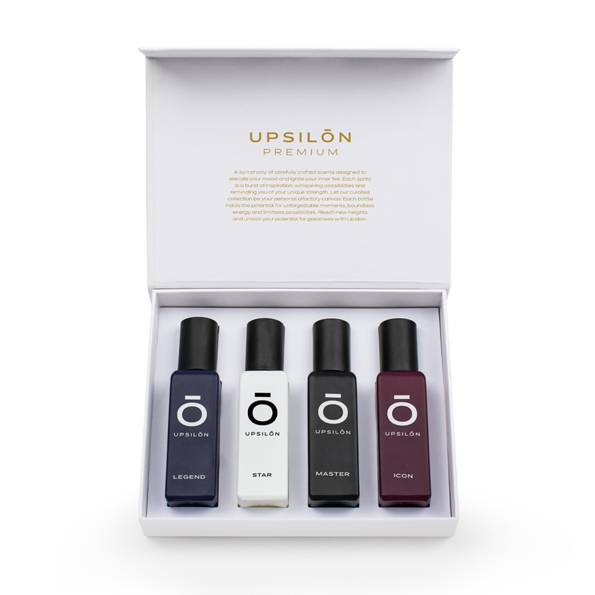 UPSILON Premium Man Perfume Gift Set 4 x 20 ml for Men with Icon, Legend, Master and Star Perfume | Long Lasting EDP Fragrance Scent