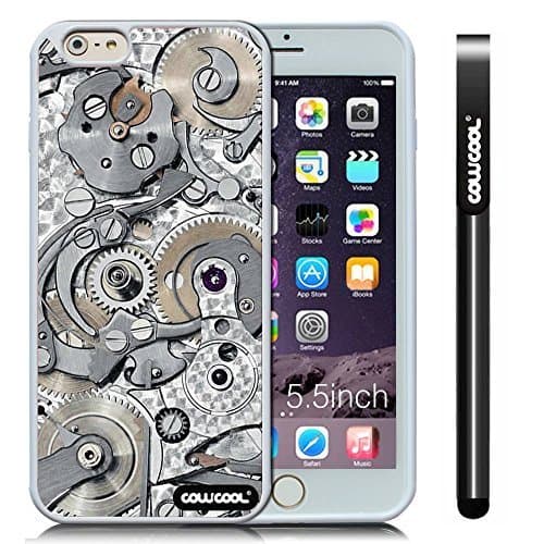 CowCool Apple Iphone 6 Plus [5.5 Inch] Soft Silicone Gear tour machinery White Shell Single Layer Case Case (Style4)