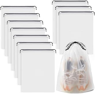 Clear Shoe Bags - 10 PCS, 15.7" x 11.8", Drawstring Travel Shoe Bags for Packing, Waterproof Dustproof Portable Shoe Storage for Men and Women
