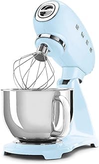 SMF03 Stand Mixer – 5 Qt Tilt-Head Mixer with Stainless Steel Bowl, 10 Speeds, Retro 50s Vintage Style – Pastel Blue