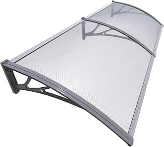 – VOUNOT® Front Door Canopy Outdoor Awning, Rain Shelter for Back Door, Porch, Window, 200 x 80 cm, Grey