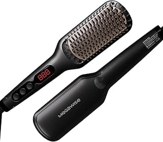 MEGAWISE MCH 20 Seconds Fast Heating Brush, 2x Negative Ions, Straightening Brush, Burning Prevention, Constant Temperature, Nano Heating Teeth [PSE Certified] iONIC Brush Type, Hair Iron & 60 Minutes