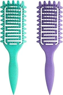2Pcs Curl Defining Brush,2024 Best Curly Hair Brush,Vented Hair Brush for Detangling, Shaping and Defining Curls For Women and Men Less Pulling (Green Purple)