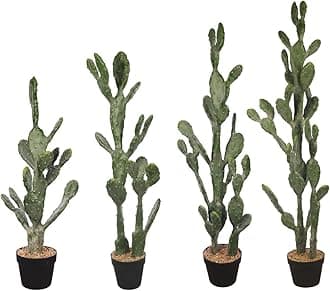 YAHOME Set of Artificial Cactus Plant, Tall Faux Cactus with Pot, Durable Nearly Natural Faux Plants Indoor, Eco-Friendly, Maintenance Free & Lush Greenery Outdoor Fake Plants for Patio, Home & Office