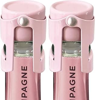 HYZ Champagne Stoppers - Stainless Steel Sparkling Wine Bottle Stopper with Pure Silicone Air Tight Seal - Professional Wine Saver for Champagne，Prosecco and Cava (2Pack Pink)