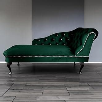 – RegentTufted Chaise Lounge Sofa & Seating Handmade Velvet Living Room Bedroom Hallway Black Accent Chair (Right Hand, Jasper)