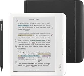 Kobo Libra Colour White eReader with Case Bundle
