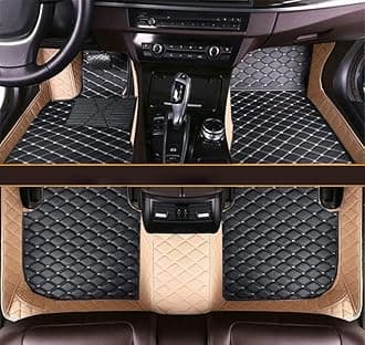 Custom Car Floor Mats Compatible with Mercedes-Benz A B C E G CL CLA CLK CLS ML EQA EQB EQC EQE EQS EQV GLA GLB GLC GLK GLS SLK SL SLC S R AMG GT Waterproof Car Mat (e-Black#Beige)