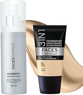 FACESCANADA Waterproof Fix & Finish Kit | Makeup Fixer (50ml) + Absolute Ivory All Day Hydra Matte Mini Foundation (18ml) | Makeup Kit For Women (Combo Pack of 2)