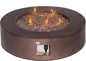 COSIEST Outdoor Propane Fire Pit Coffee Table w Dark Bronze 42 inch Round Base Patio Heater, Certified, 50,000 BTU Stainless Steel Burner, Free Lava Rocks, Waterproof Cover