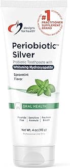 Periobiotic Silver Hydroxyapatite Toothpaste - Fluoride Free Toothpaste with Oral Probiotics with Whitening Hydroxyapatite - Supports Gum Health & Remineralization (4oz Mint)