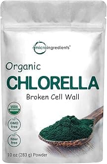 Organic Chlorella Powder 8 Ounce, Rich in Immune Vitamins, Proteins, Chlorophyll, Minerals, Amino Acids, Fatty Acids and Fiber, Chlorella Supplement, Support Immune System, Vegan Friendly