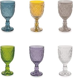 Villa d'Este Home Tivoli Marrakech 5903650 Set of 6 Glass Goblets, 280 ml, Assorted