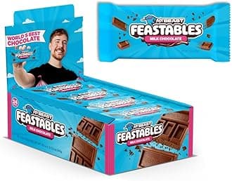 MrBeast Feastables Milk Chocolate Bar, Full Size, 24 Count, Smooth & Creamy Milk Chocolate Candy, Fairtrade Cocoa, 1.24oz Each