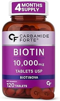 Biotin Tablets for Hair Growth | Biotin Supplement 10000 mcg | Hair Supplements for Women & Men | 120 Hair Growth Tablets - 4 Months Supply