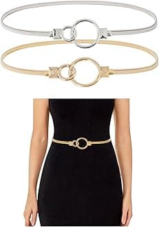 E-CloverWomens Fashion Metal Stretch Waist Skinny Belt Waistband