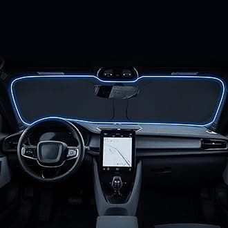 Windshield Sunshade for 2021 2022 2023 2024 2025 Polestar 2 Accessories Foldable Sun Shield Block UV Rays with Dual-Silver Coating& Nano Ice Crystal Cooling Keeps Car Interior Cool& Protected
