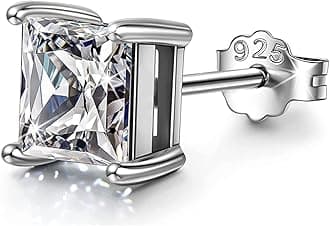 HIGHSPARK 925 Silver Men's Square Solitaire Stud Earring | 92.5 Sterling Silver and Diamond like Brilliance Sparkling Zirconia | Single Stud for Men | Lovely Gift