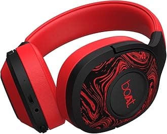 Boat Rockerz 550 Bluetooth Wireless Over Ear Headphones with Mic Upto 20 Hours Playback, 50MM Drivers, Soft Padded Ear Cushions and Physical Noise Isolation (Red)