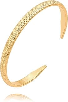 Dainty Gold Bar Bracelet for Women Simple Delicate Thin Cuff Bangle Hook Bracelet 18K Gold Plated Handmade Minimalist Jewelry