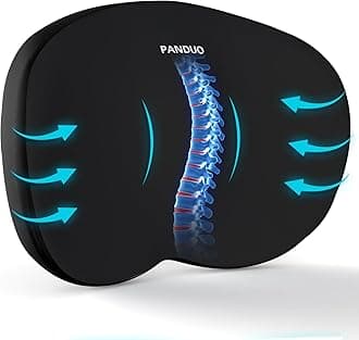 Lumbar Support Pillow for Office Chair, Memory Foam Lumbar Pillow for Lower Back Pain Relief - Black (Black)