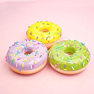 3 pcs Realistic Artificial Toy Fake DonutsFood Fake Cakes Desserts Donut Decorations Toys for Doughnut Party Decoration, Prop Food 3 x 3 inches (Colorful needle design B)