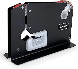 Steel Tape Bag Sealer Machine with Trimmer Blade, Heavy Duty Metal Produce Bag Sealing Taper Dispenser, Ideal for Ground Meat Packaging System & Bag Neck Sealer (Bag Sealer)