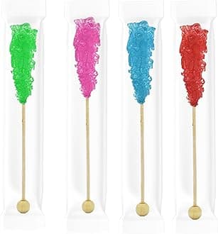Fruidles Cherry Rock Candy Lollipops Pops Candy Suckers, Variety Flavor and Color Assortment, 5.5" (6-Pack)