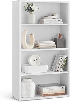 VASAGLE CUSTOS Collection - Bookshelf, 4-Tier Bookcase, Book Shelf, Open Storage Shelf, 9.4 x 23.6 x 42.4 Inches, for Living Room, Home Office, Dinning Room, Cloud White ULBC164T14