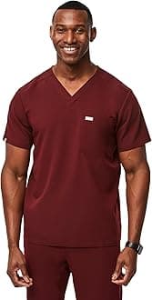 Leon Scrub Top for Men – 3 Pockets, Tailored Fit, Modern V-Neck, 4-Way Stretch, Moisture-Wicking