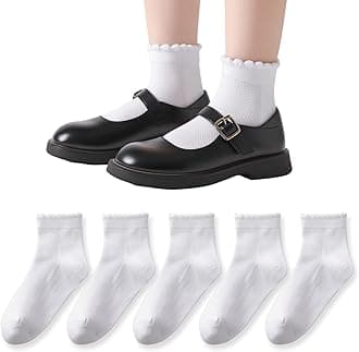 EPEIUS Girls Ankle Socks,Seamless Soft Cotton Ruffle Socks,Cute White for School Uniform 4-6/6-8/9-12/12-15 Years Old