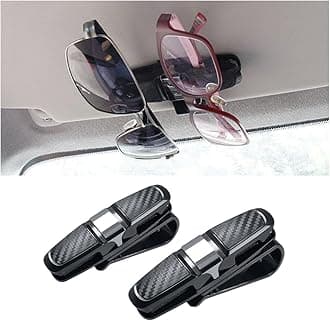 2PCS Glasses Holders for Car Sun Visor, Glasses Clip Organizer, Sunglasses Eyeglasses Mount with Ticket Card, Car Sun Visor Double-Ends Clip, 180 Degree Rotational Car Glasses Holder