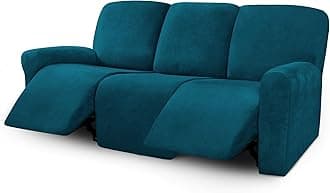 Ultimate Decor 8-Pieces Recliner Sofa Covers Velvet Stretch Reclining Couch Covers for 3 Cushion Reclining Sofa Slipcovers Furniture Covers Thick Soft Washable (Deep Teal)