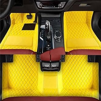 Custom Personalized Floor Mats ，Luxury Full Coverage All Weather Car Floor Mats，Anti-Slip Leather Car Mat Set ，Custom Floor Mat， for 99% of Cars, Trucks & SUV. (Yellow)