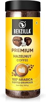 Bevzilla 200 Gram Hazelnut Flavoured Instant Coffee Powder Jar | Arabica Beans | Best for Espresso, Latte & Cappucino | Hot & Cold Brew Ready