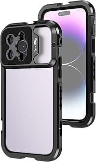 SmallRig Video Rig Cage for iPhone 14 Pro Max with Dual Cold Shoes,Aluminum Mobile Phone Cage,Smartphone Video Rig Cage for Filmmaking/Videography/Live Streaming/Vlog- 4077, Black