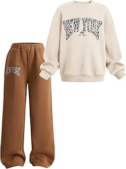 SOLY HUX Cute Clothes for Girls Sweatsuit Sets Crewneck Casual Sweatpants 2 Piece Outfits Sweatshirt and Pants