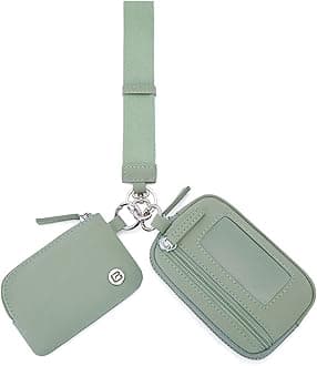 POIUGOYA Nylon Wristlet Wallets, Dual Pouch Keychain Wristlet Wallet, RFID Small Wallet With Coin Pouch,ID Window For Travel