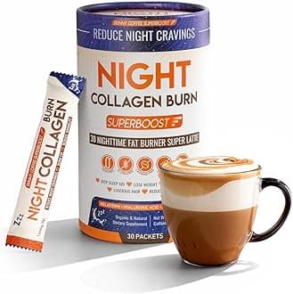 Night Collagen Burn - Weight Loss & Belly Fat Burner & Sleep Aid for Women & Men | Sleep Support for Bloating & Metabolism, Appetite Suppressant | Supports Skin, Hair, Nails & Joints | 30 Servings