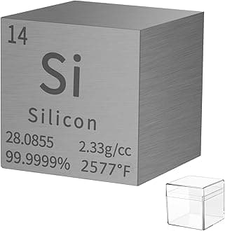 Silicon Cube Metal Density Cubes Pure Metal High Density Element Cube for Element Collections Lab Experiment Material Hobbies DIY Teacher Science Creative Gift (Si 1inch)