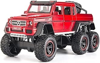 1/22 Big Mercedes AMG G63 6X6 Toy Car Metal Pull Back Diecast Car with Openable Door and Sound Light, Gifts Toys for Kids【 RED 】