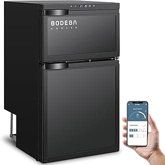 BODEGACOOLER 12 Volt RV Refrigerator, 80L(2.82Cu.ft) RV Fridge with Freezer, APP Control Car Refrigerator, (-4℉-68℉) Travel Compressor Cooler 12/24V DC for Boat, Yacht, Caravan, Truck, Camping